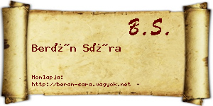 Berán Sára névjegykártya
